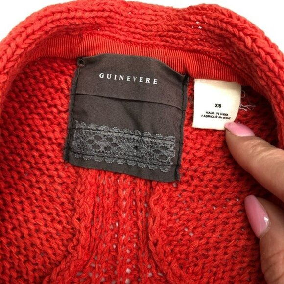 Guinevere Short Sleeve Open Front Knit Cardigan Sweater Orange Size XS Y2K - Picture 6 of 8